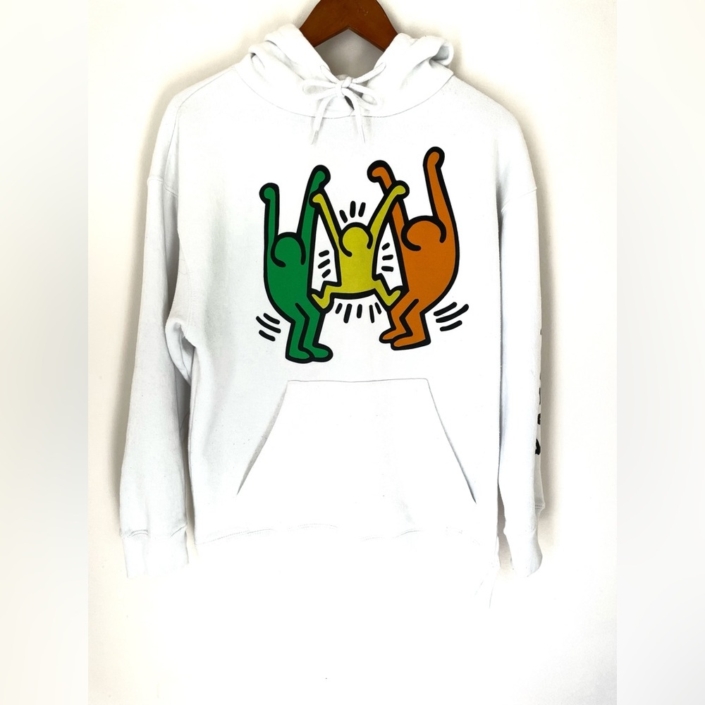 Keith Haring Dancing Figures Graphic Hoodie Size M